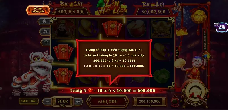Hướng dẫn chơi Game slots Lân Hái Lộc